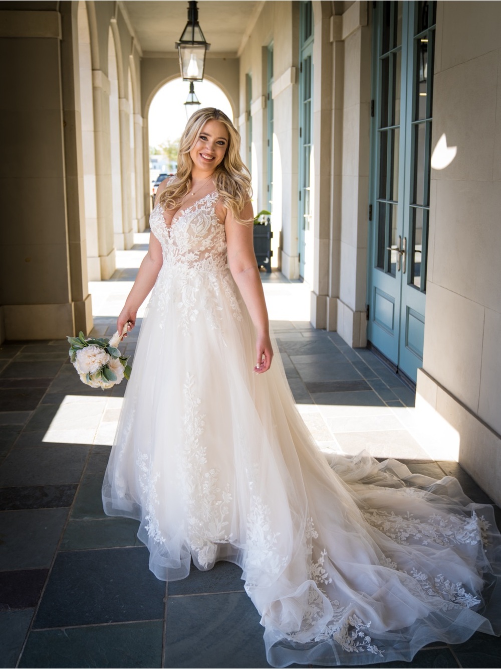 Louvienne Elena Romantic Lace A-Line Wedding Dress